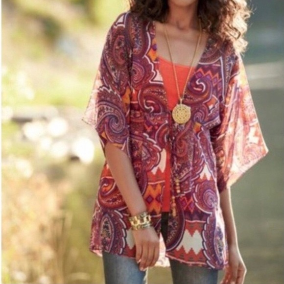 CABi Paisley Print Kimono Top SZ Medium - Picture 1 of 11
